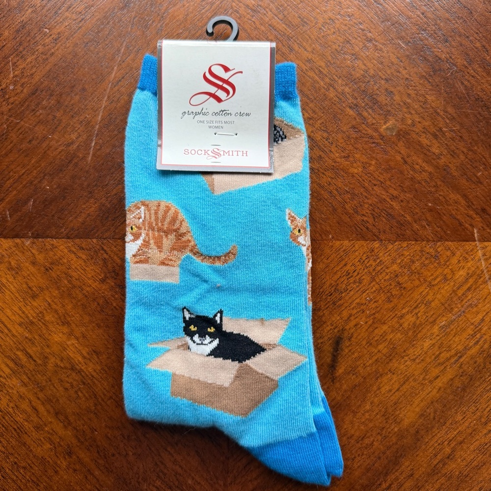 Socksmith Cat in Box Blue Socks